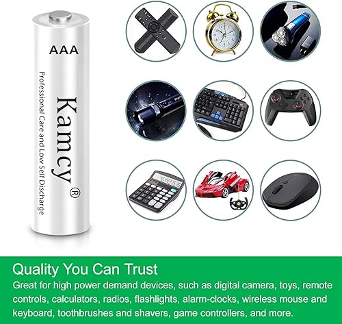 Miniatura 6 de KAMCY Baterías AAA recargables  Baterías domésticas, 1.2 V 1100 mAh NiMH Triple A, batería triple A precargada multiusos para dispositivos