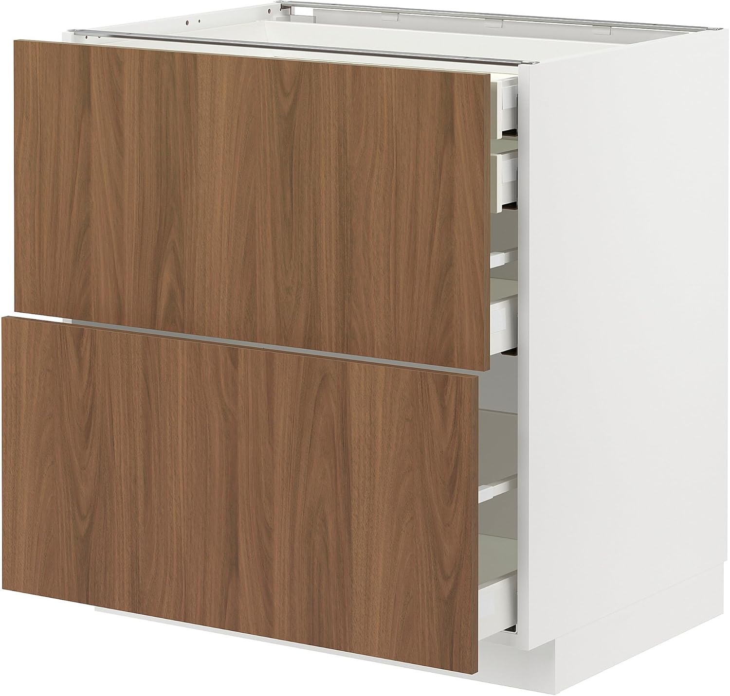 METOD/MAXIMERA Base cb 2 frnts/2 low/1 md/1 hi drw, White/Tea Taupe Brown Walnut Effect, 80x60cm