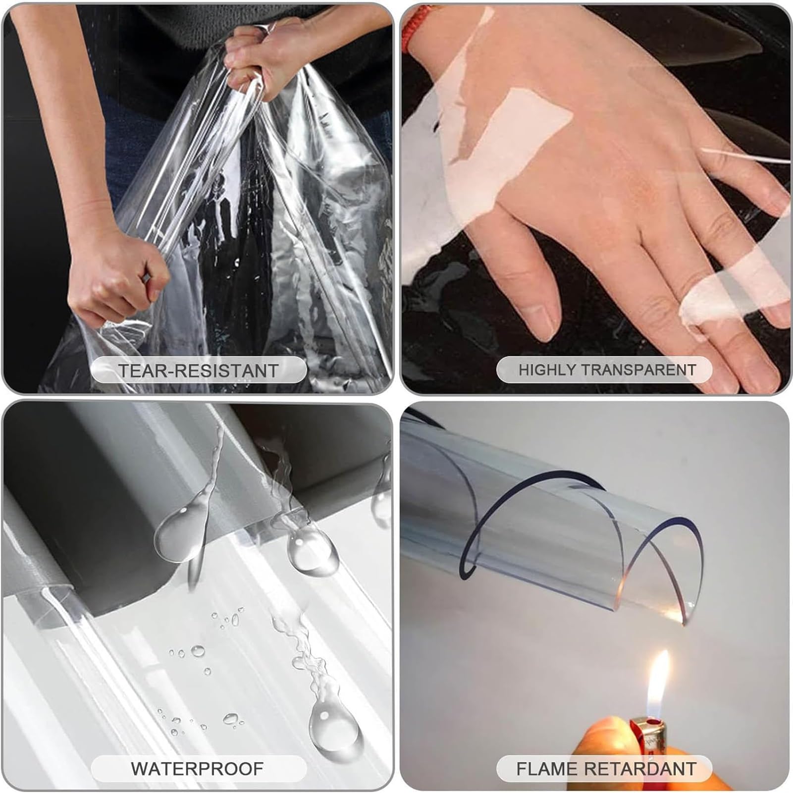 Rideaux D'extérieur Transparents En PVC – Personnalisables Avec œillets – Pour Terrasse, Patio, Abri – Coupe-vent Et Imperméable – Gris, 1.4x2.5m