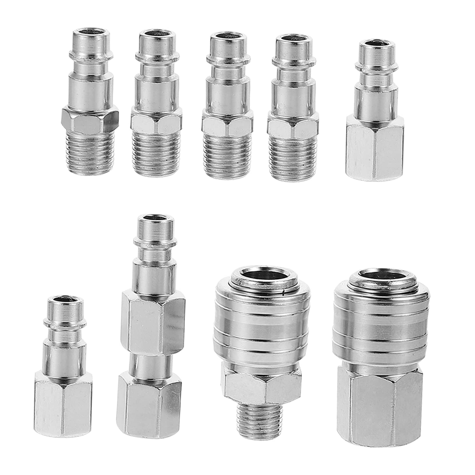 SHINEOFI 10 Piezas Acopladores Rápidos para Compresor de Aire Conectores de Manguera de Inoxidable y Resistente Corrosión Compatible con Herramientas Neumáticas y Lavadoras de Alta Presión
