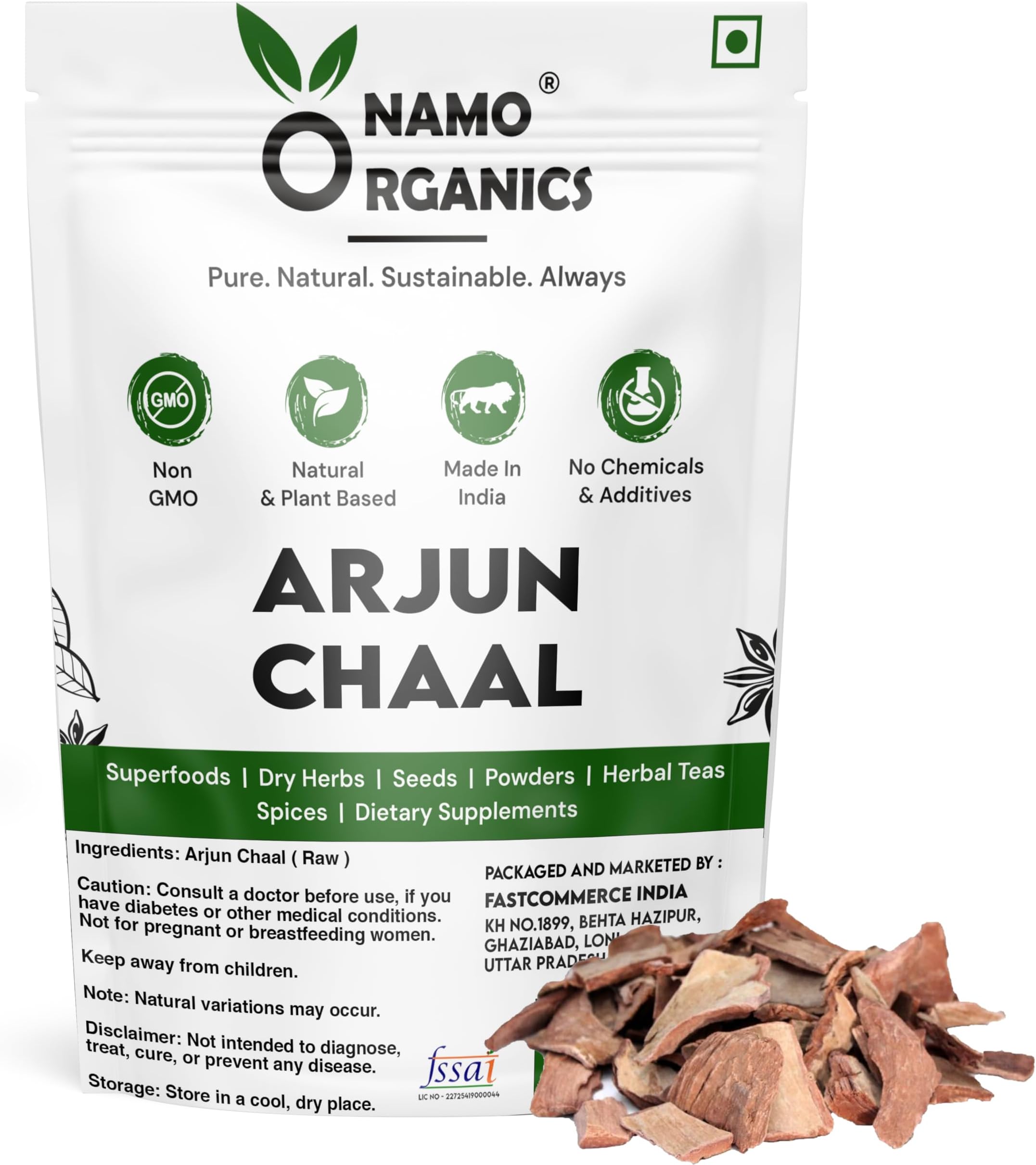 Namo Organics - Arjun ki Chaal โ 1 kg Arjuna Bark โ To Support Heart Health & Promote Good Cholesterol | Ayurvedic Heart Health Support | Natural, Sun-Dried, Unprocessed |