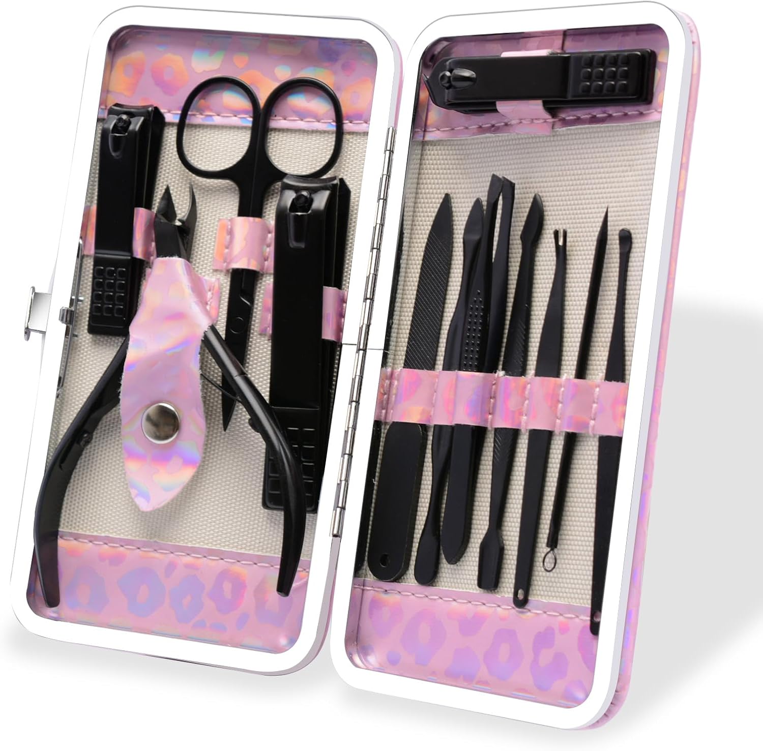 CGBE Nail Clippers Set, Manicure Set Pedicure 12 Pieces Stainless Steel Manicure Kit Professional Grooming Care Tools with Luxurious Travel Case