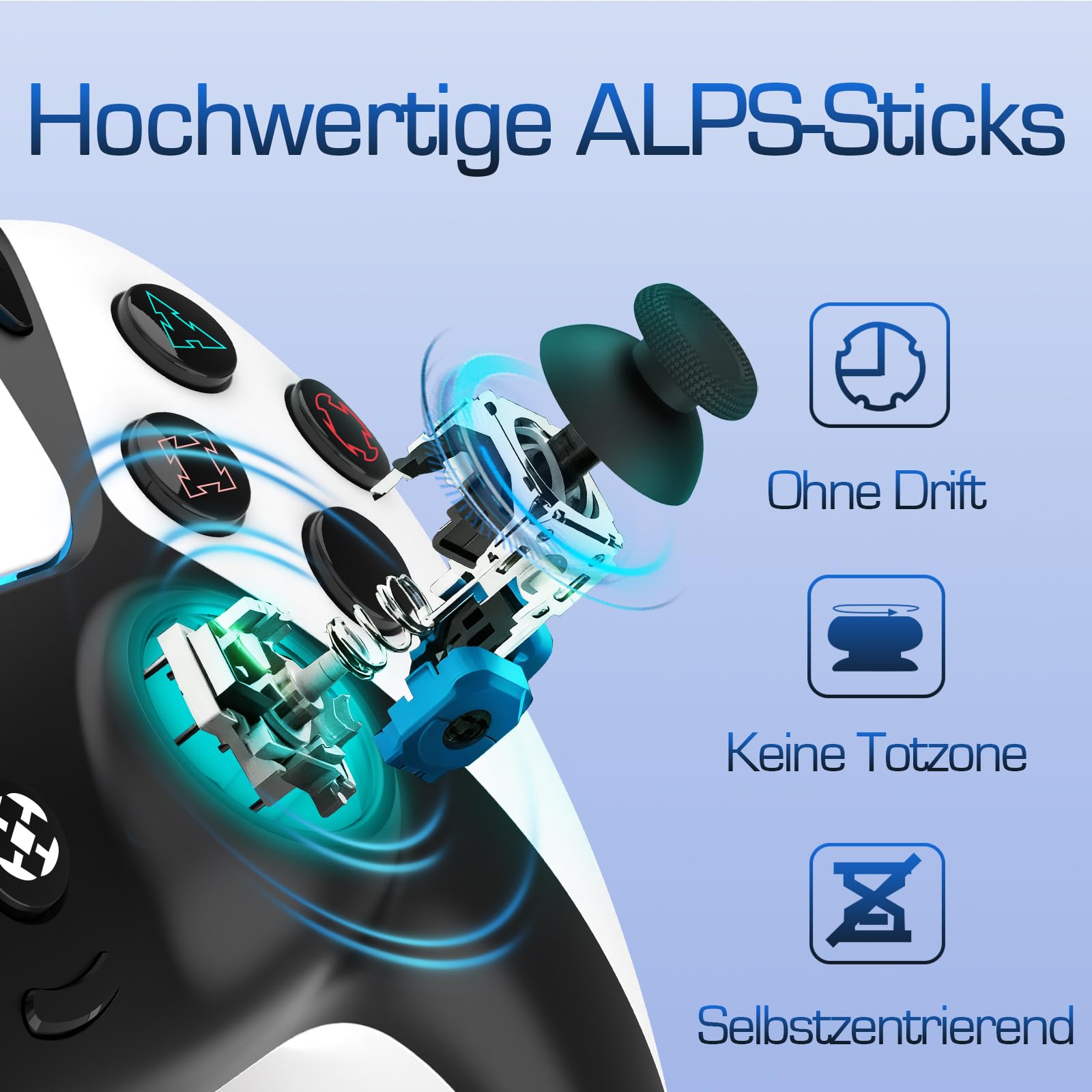 Ruibopad Für PS4 Controller,Wireless Controller Kompatibel mit PC,Pro,Slim,ALPS Joysticks Ohne Drift,Paddels und Turbo,Gamepad mit 3.5mm Kopfhörerbuchse,1200mAh Akku,Weiß.Geschenk für Gamer.