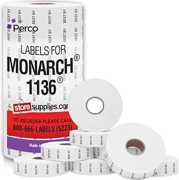 Pricing Labels for Monarch 1136 Best By - 14,000 Labels w/ 8 Rolls Value Pack, 1 Sleeve - Made in USA