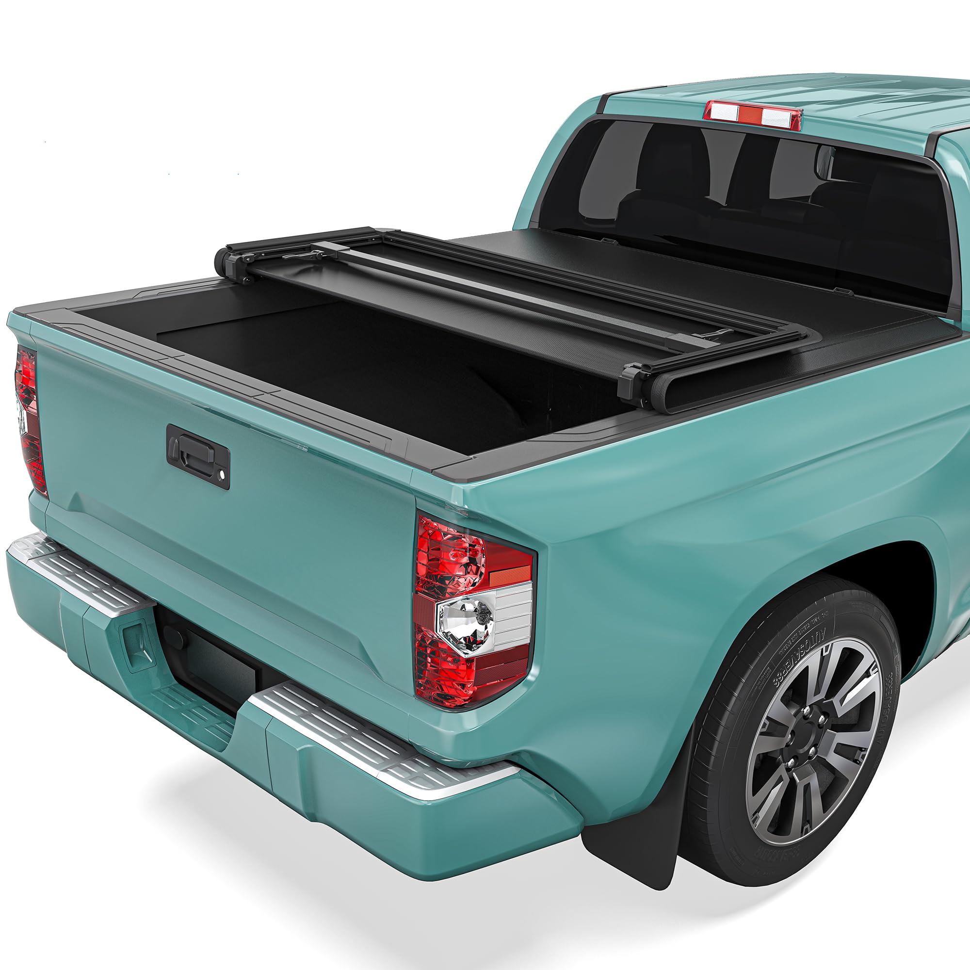 Soft Tri-Fold Truck Bed Tonneau Cover Fit for Toyota Tundra 2022 2023 2024 2025 2026 with Deck Rail System (Excl. Trail Edition) 5.5 ft Bed