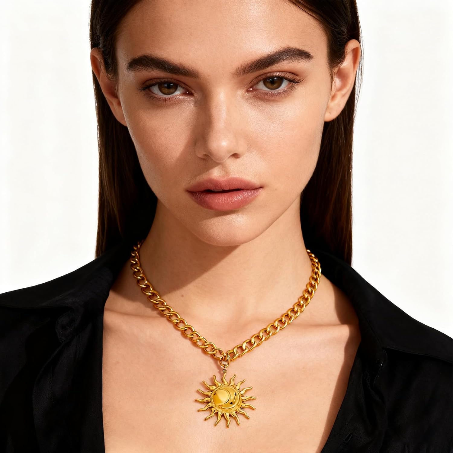 Dainty Sun and Moon Necklace for Women 14K Gold Plated Trendy Statement Charm Pendant Necklace Fashion Jewelry Gift - Image 2