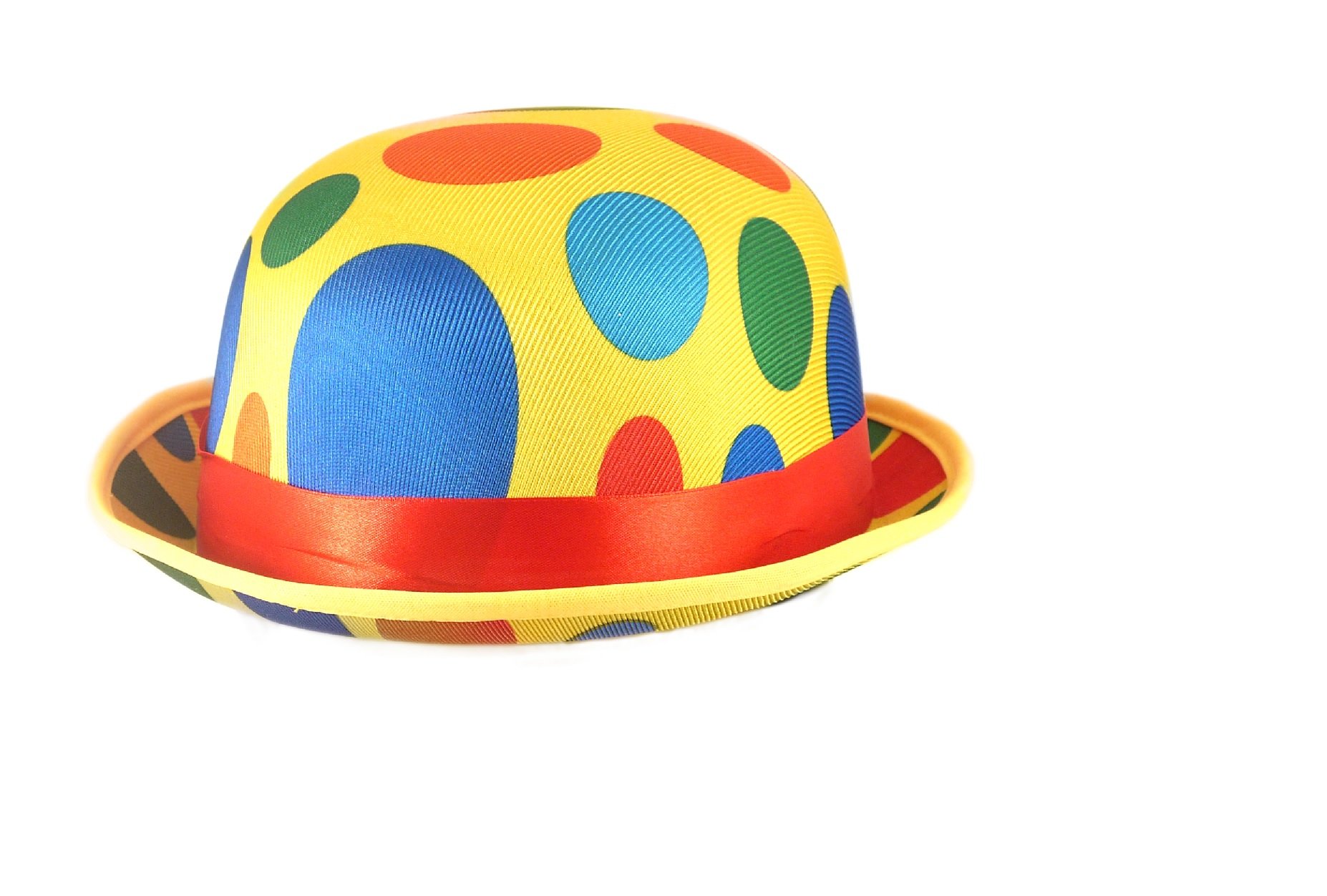 Adults Novelty Polka Dot Clown Bowler Hat Fancy Dress Accessory