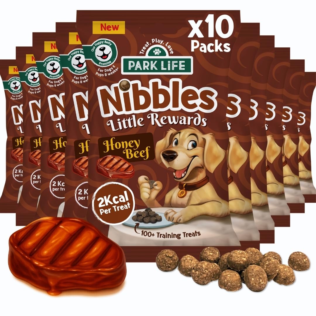 PARK LiFE, Nibbles, Honey Beef Dog Treats 10x80g Bulk Pack, Little Training Treats, Puppy friendly, Grain-Free, Natural