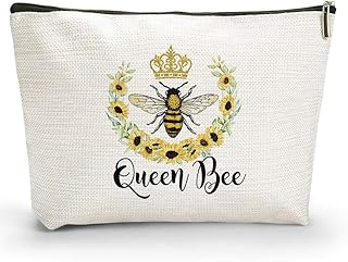 Queen Bee -Cosmetic Bag, Bee Themed Gifts, Bee Cosmetic Bag Animal Lover Gift, Bumble Bee Inspirational Gift for Her, Bee Gift for Teen Girls Women -Bee Lover Gift -Birthday Gift for Women, Bee Bag