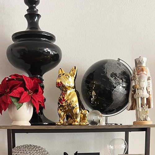 Miniatura 3 de SHENGTIAN Estatua de bulldog francés sentada de resina galvanizada con collar de plata, collar de plata, mesa auxiliar de cocina, encimeras de