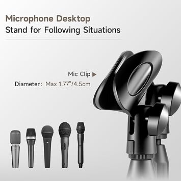 Desktop Microphone Stand Height and Angels Adjustable for Diameter Max 1.77