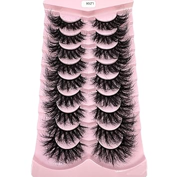 Faux Mink False Eyelashes, 9 Pairs, Fluffy Dramatic Volume, Long Strip Wispy Lashes LZ-06