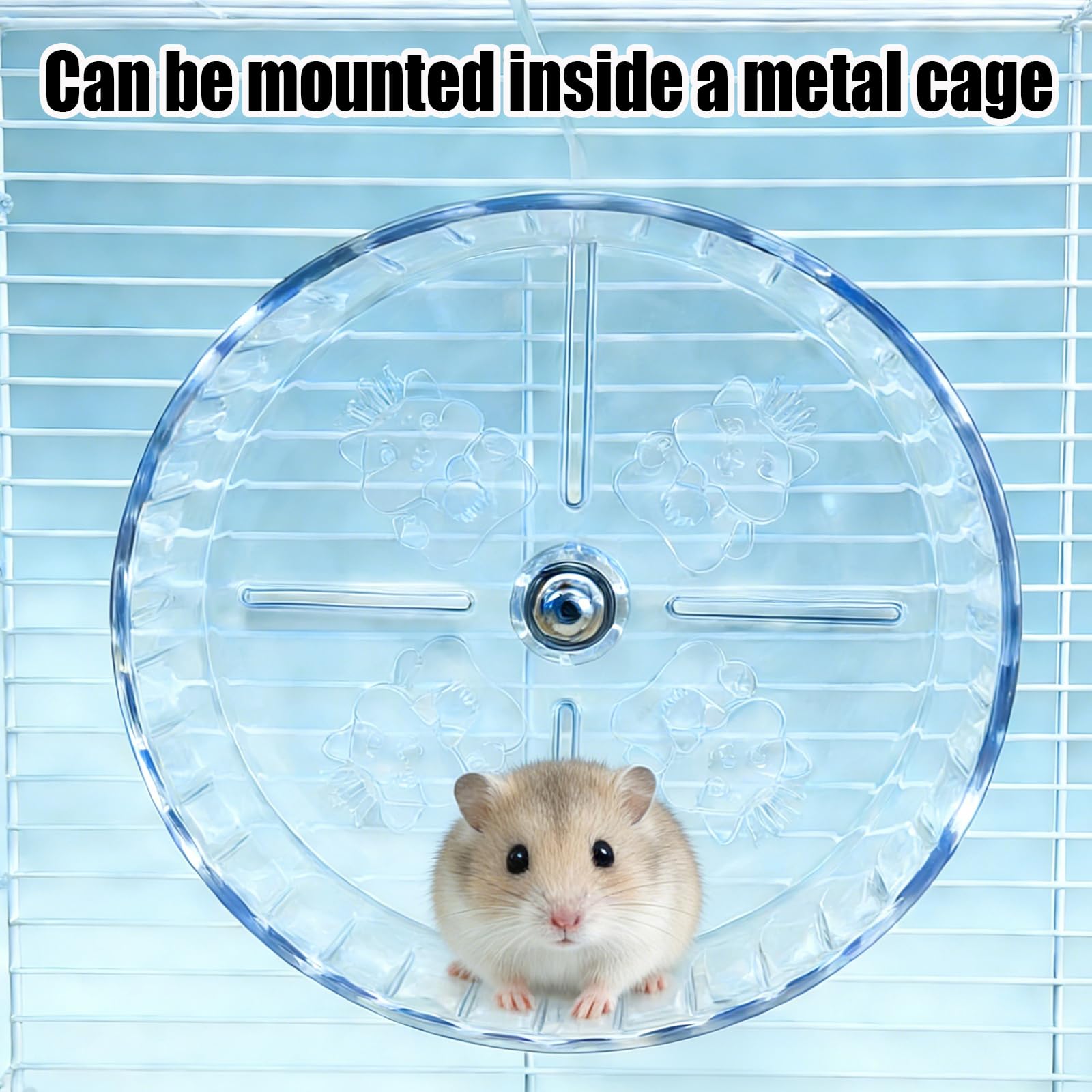 Silent Hamster Running Wheel, Small Animal Exercise Wheels Anti-Skid Adjustable Stand, Hamsters for Gerbils, Rats, Mouse, Mice, Cage Mount Transparent (9.45inch) - image 2