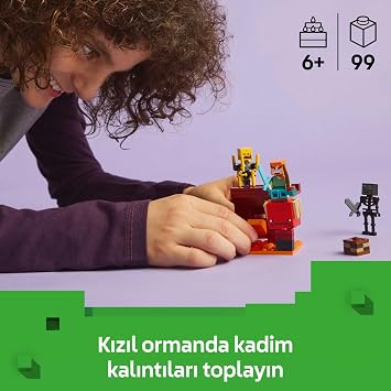LEGO Minecraft Nether Lav Savaşı 21266 | Çocuklar için Alex Figürü ile Wither Skeleton ve Döndürülen Blaze İçeren Yapım Seti, Doğum Günü Hediyesi (99 Parça)