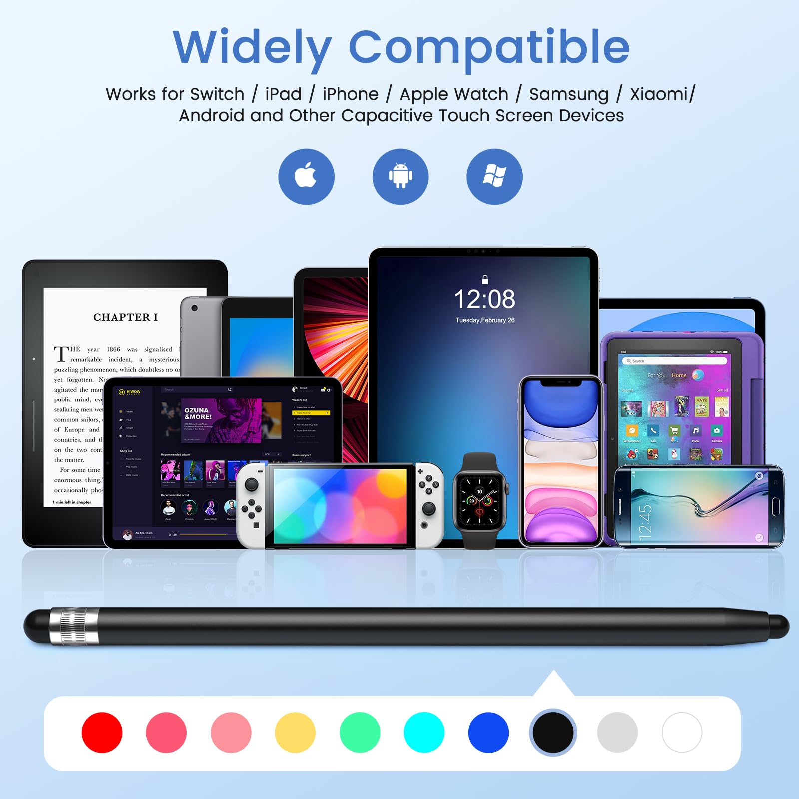 10 x Universal-Stylus, Eingabestift für Touchscreen, 2-in-1 hohe Präzision und Empfindlichkeit, Stylus-Stifte für iPhone/Android/iPad/Samsung/Smartphone und Tablets, mit 20 austauschbaren Gummispitzen