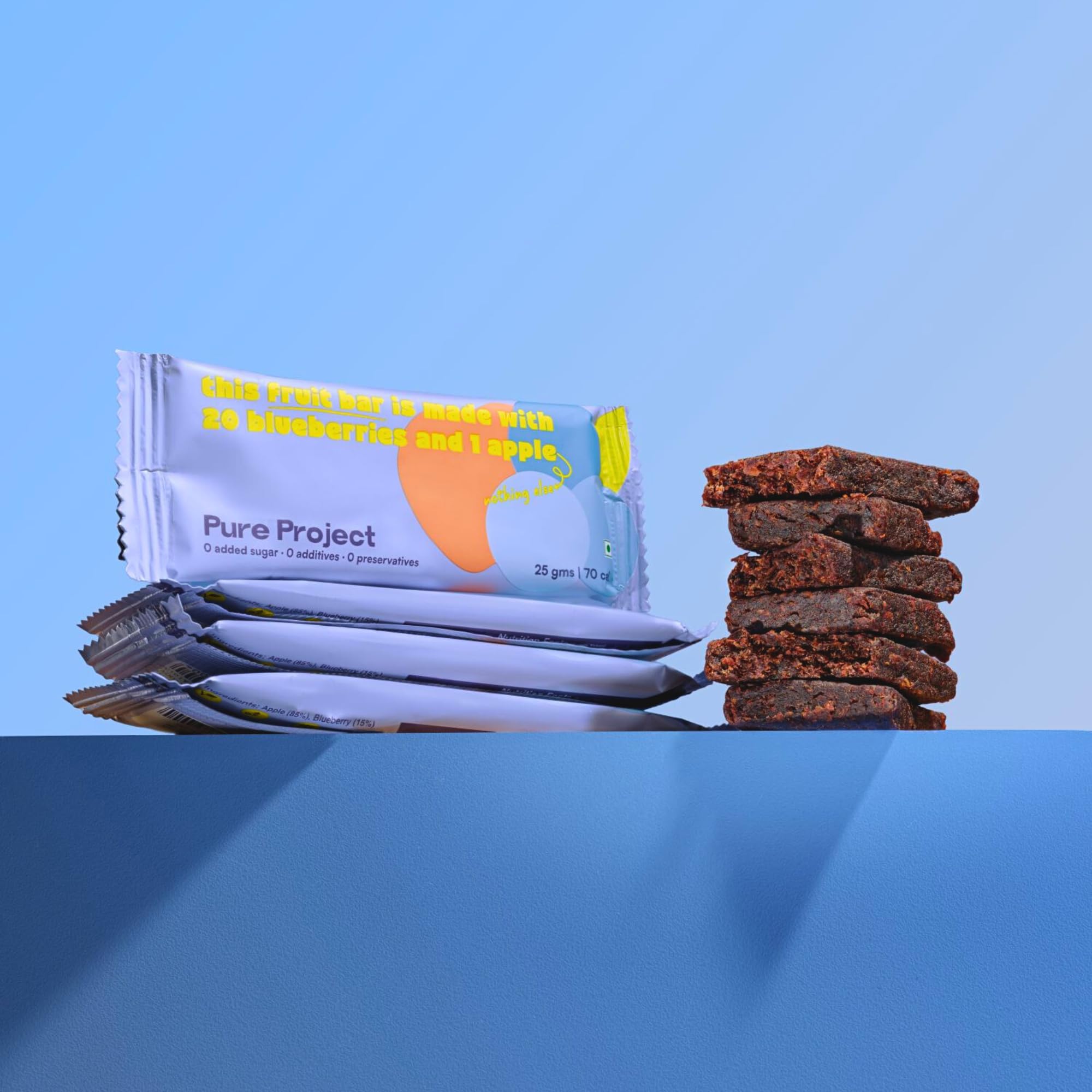 Pure Project Blueberry Apple Fruit Bars - Zero Added Sugar, Zreo Preservatives, Just Fruit | 25 g x 8 Bars-image-42
