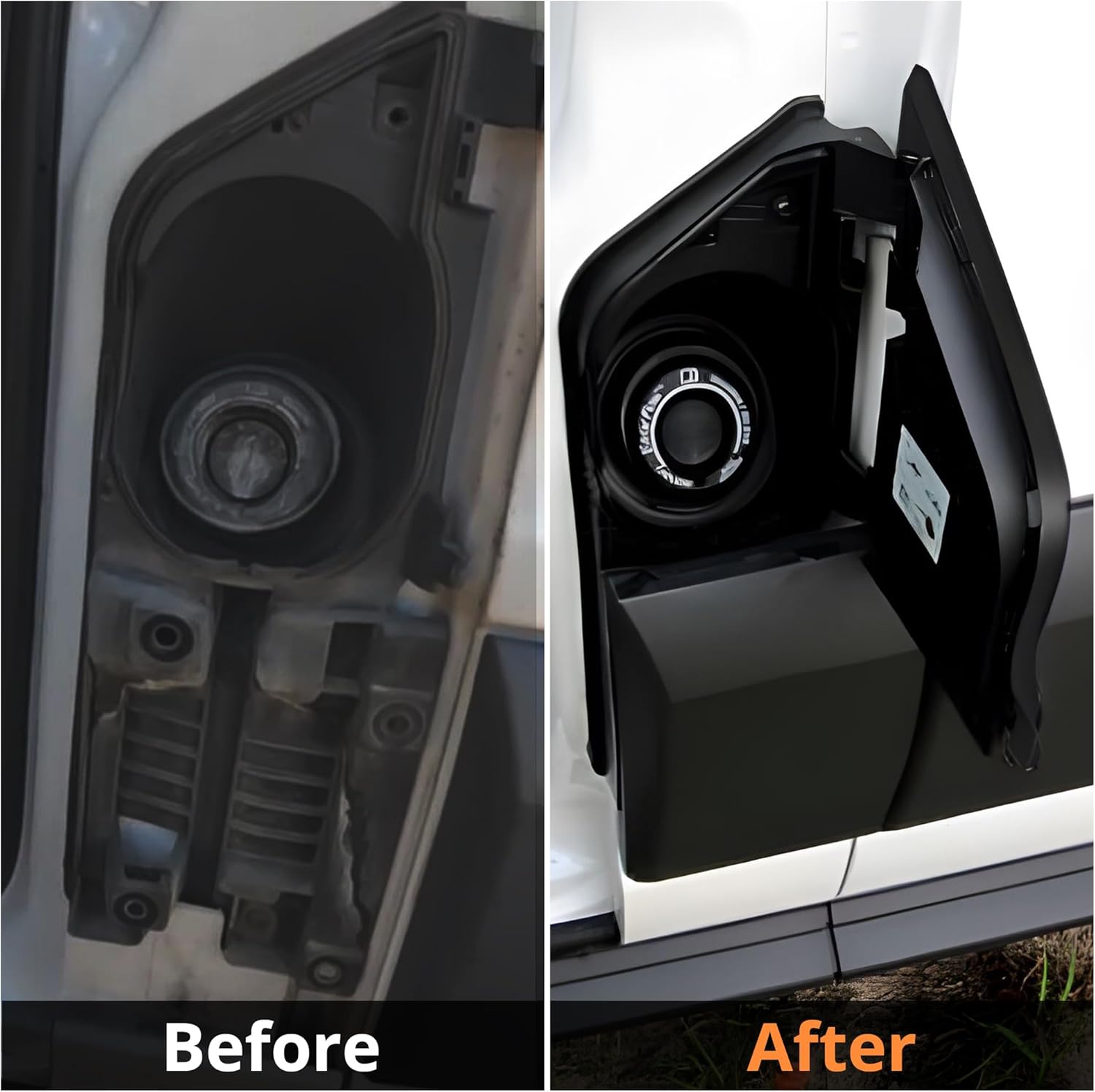 3 in 1 Gas Door Replacement Assembly Fuel Filler Door Housing Pocket Hinge Assembly/w Black Cover Moulding Trim for Ford Transit 150 250 350 2015-2023 CK4Z-5427936-A CK4Z-5427936-J CK4Z-61405A26-B
