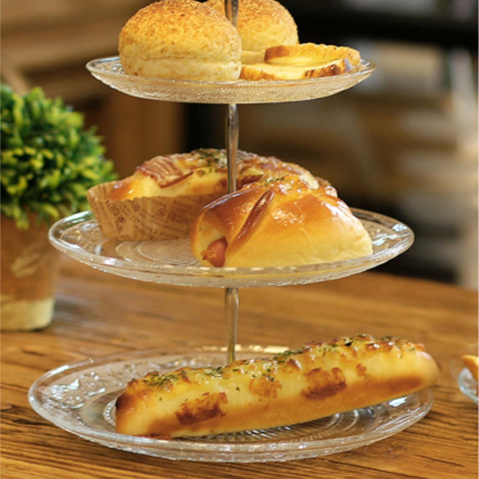 Tartas Expositor De Pasteles Cristal 3 Niveles con Bandeja For Servir For Bodas Expositor Soporte
