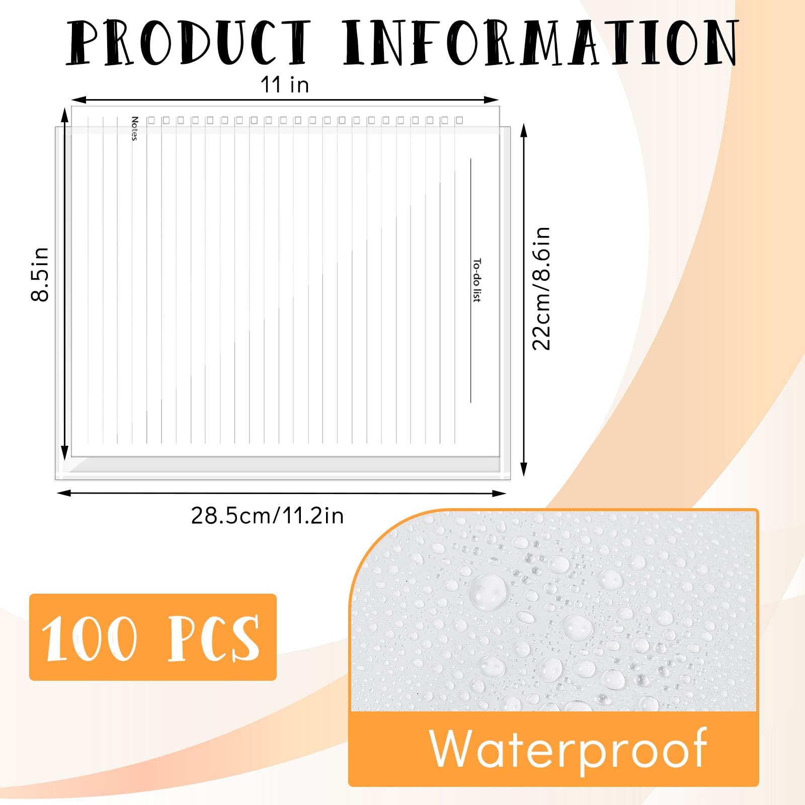 Seajan Paquete de 100 fundas de papel transparentes autoadhesivas para pared y puerta, protectores de hojas adhesivas de plástico tamaño carta (8.5 x 11 pulgadas)
