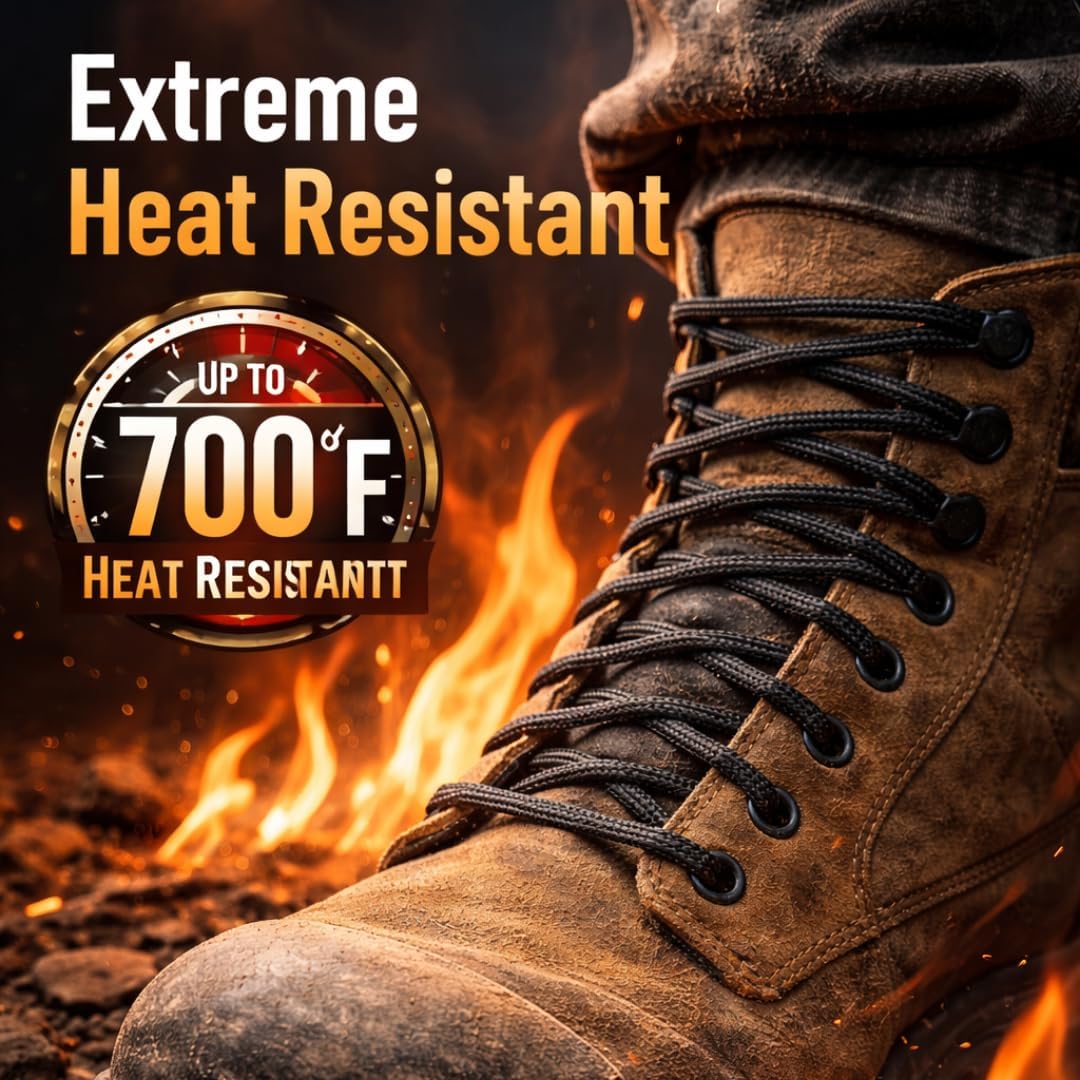 Caffrey Steelcord Indestructible Shoelaces - 2000 lbs Strength, Fire & Chemical Resistant and Ideal for Safety Boots
