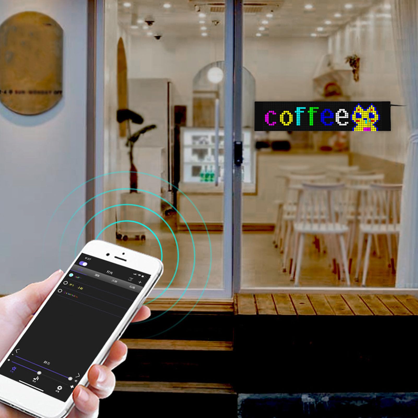 Haofy Panneau Matriciel LED Lumineux avec Contrôle Intelligent par Application, Lumières Colorées, Circuit imprimé Flexible et Prise USB pour Magasin, Bar, Hôtel