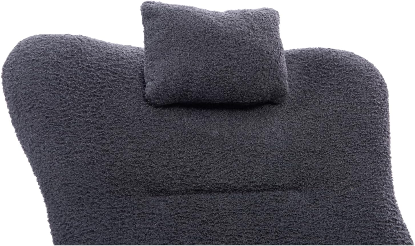 Teddy Upholstered Nursery Rocking Chair for Living Room Bedroom Dark Grey Ergonomic & Elegant Design Cozy Comfort for Home
