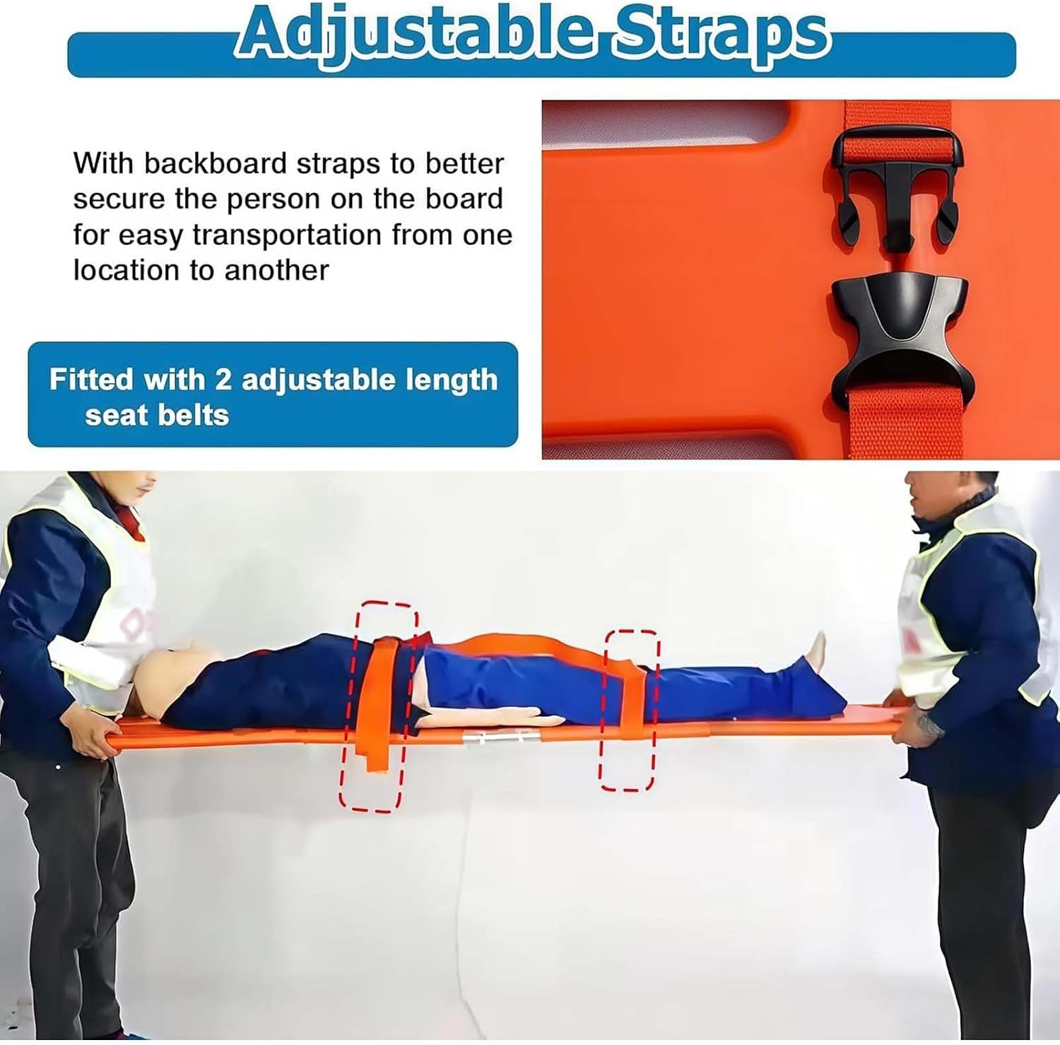 Stretcher,Foldable Spine Board Stretcher - Lightweight 4-Fold EMT Transfer Backboard for Patient Transport, Durable PE Plastic Ambulance Stretcher for Emergency Medical Use
