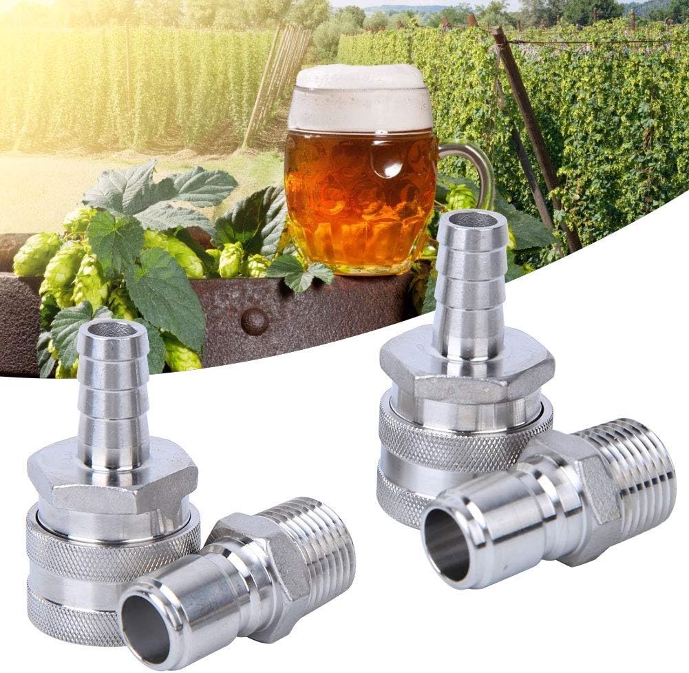 4-Pack G1/2" Male Thread 304 Stainless Steel Quick Disconnect Adapter Kit – Effortless Sanitizing & Essential for Homebrew Beer Kegs