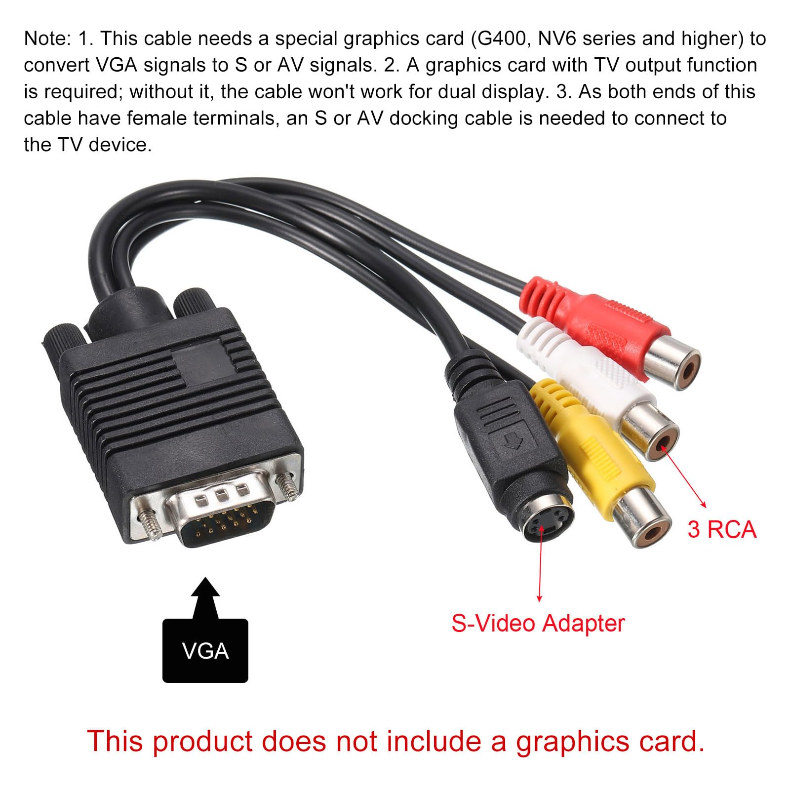 QUARKZMAN VGA a RCA Cavo 3RCA + S-Video Adattatore VGA Cavo per TV PC Computer