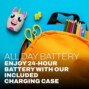 Coby Kids Wireless Earbuds, Mini Bluetooth Earbuds for Children with Cute Charging Case, Comfortable Gel Tips, IPX4 Water-Resistant Design, 33-Foot Range, Up to 24-Hour Playtime (Unicorn)