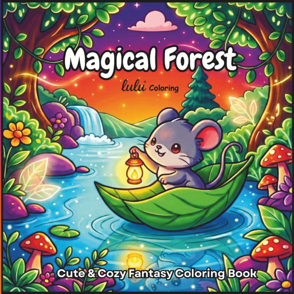 Magical Forest: A Cute & Cozy Fantasy Coloring Book for Adults and Teens Featuring Enchanted Animals, Unicorns, Mermaids and Magical Forest Scenes for Relaxation.