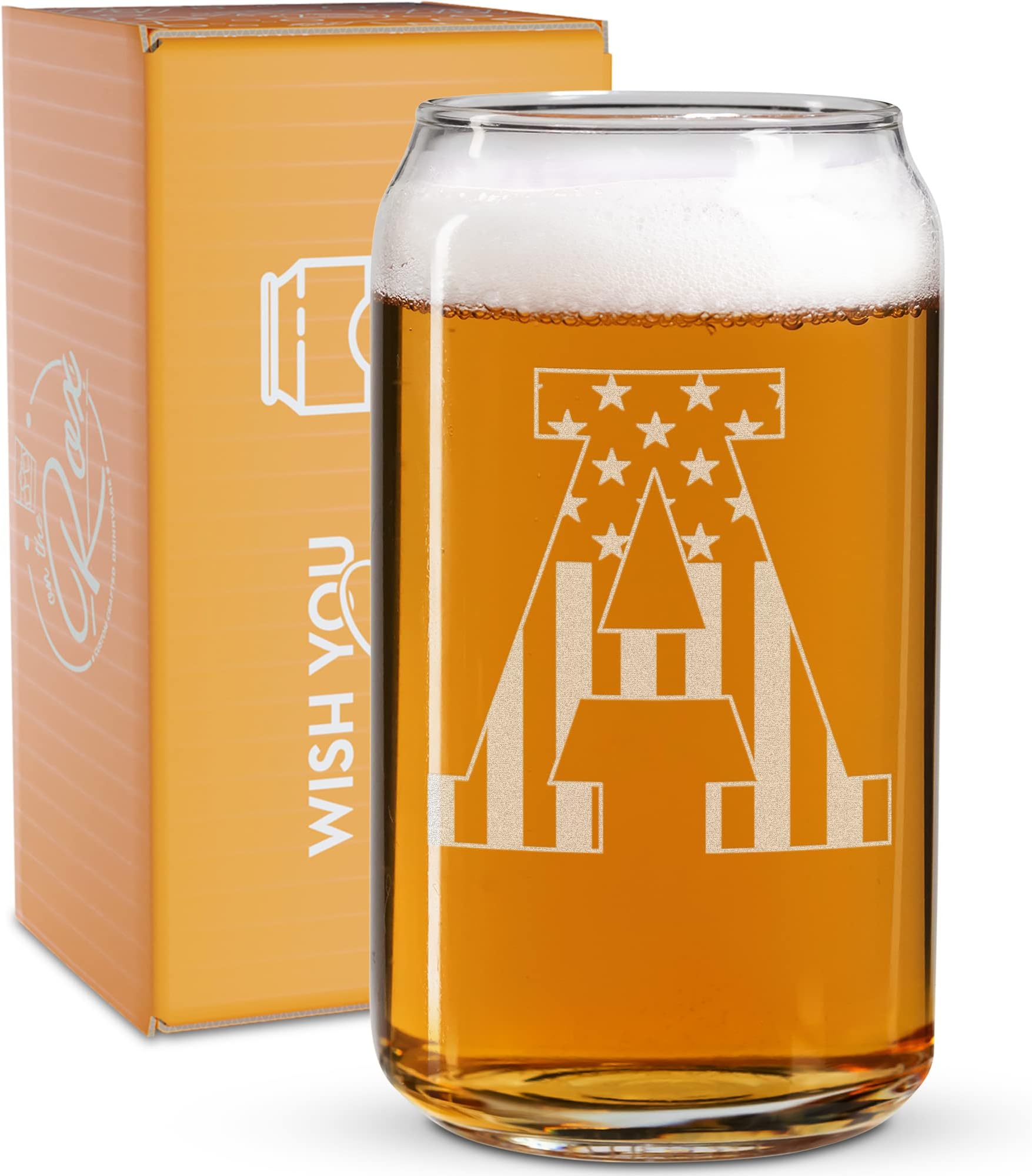 Monogram Beer Glasses for Men (A-Z) 16 oz - Beer Gifts for Men Brother Son Dad Neighbor - Unique Gifts for Him - Personalized Drinking Gift Beer Glass Mugs - Engraved Beer Can Glass (A)