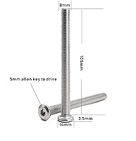 Vista 46 de binifiMux 10 unids M6 x 1.575 in tapa plana Allen pernos remaches tornillos de conexión para muebles 304 acero inoxidable