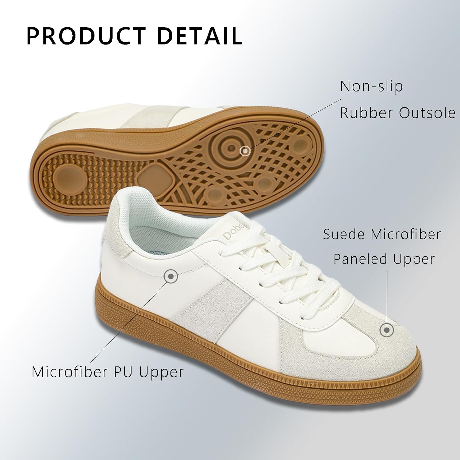DOBOLIN Women's Fashion Sneakers Retro Gum Sole Casual Shoes