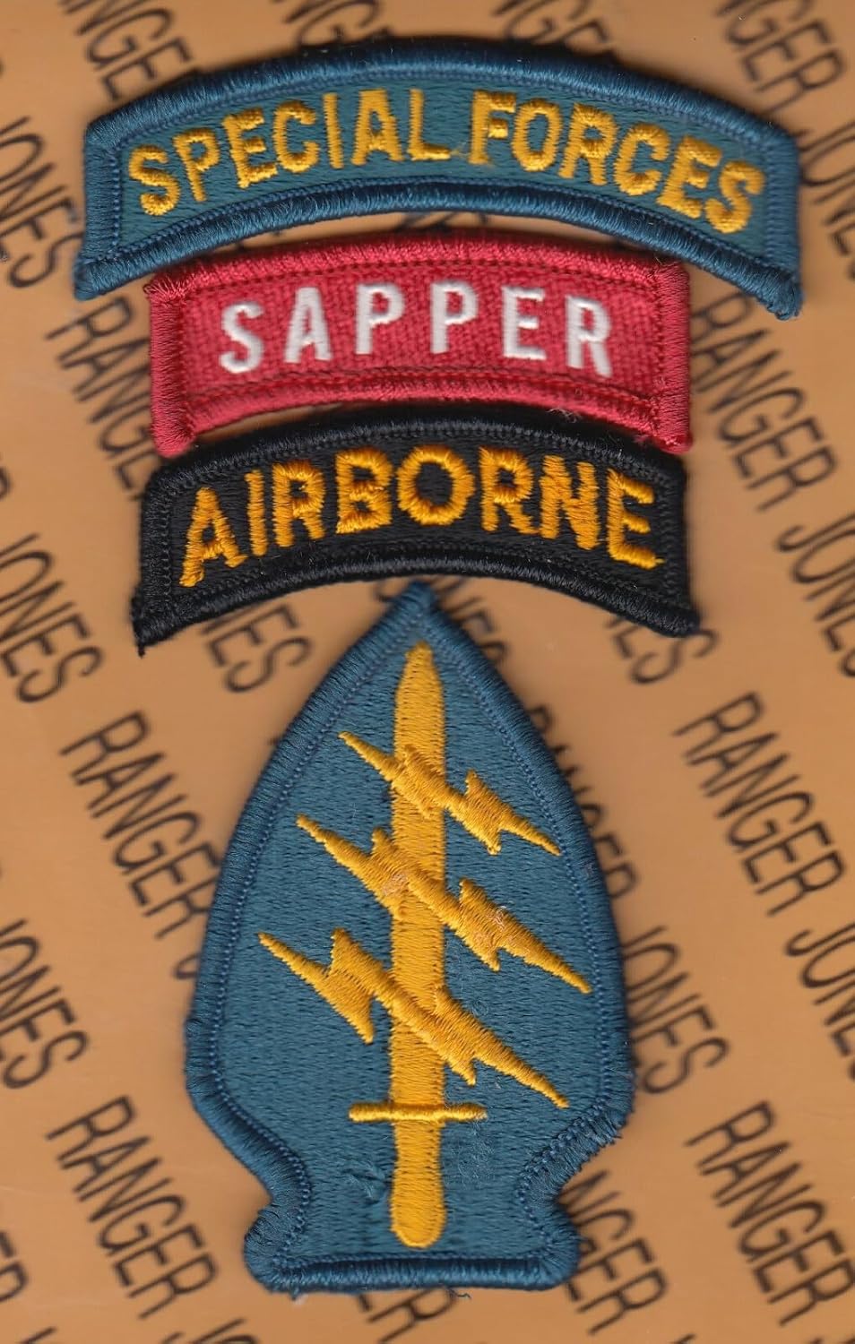 USA Military Morale Special Forces Group Airborne SFGA SF Sapper TOP Dress Patch m/e Set