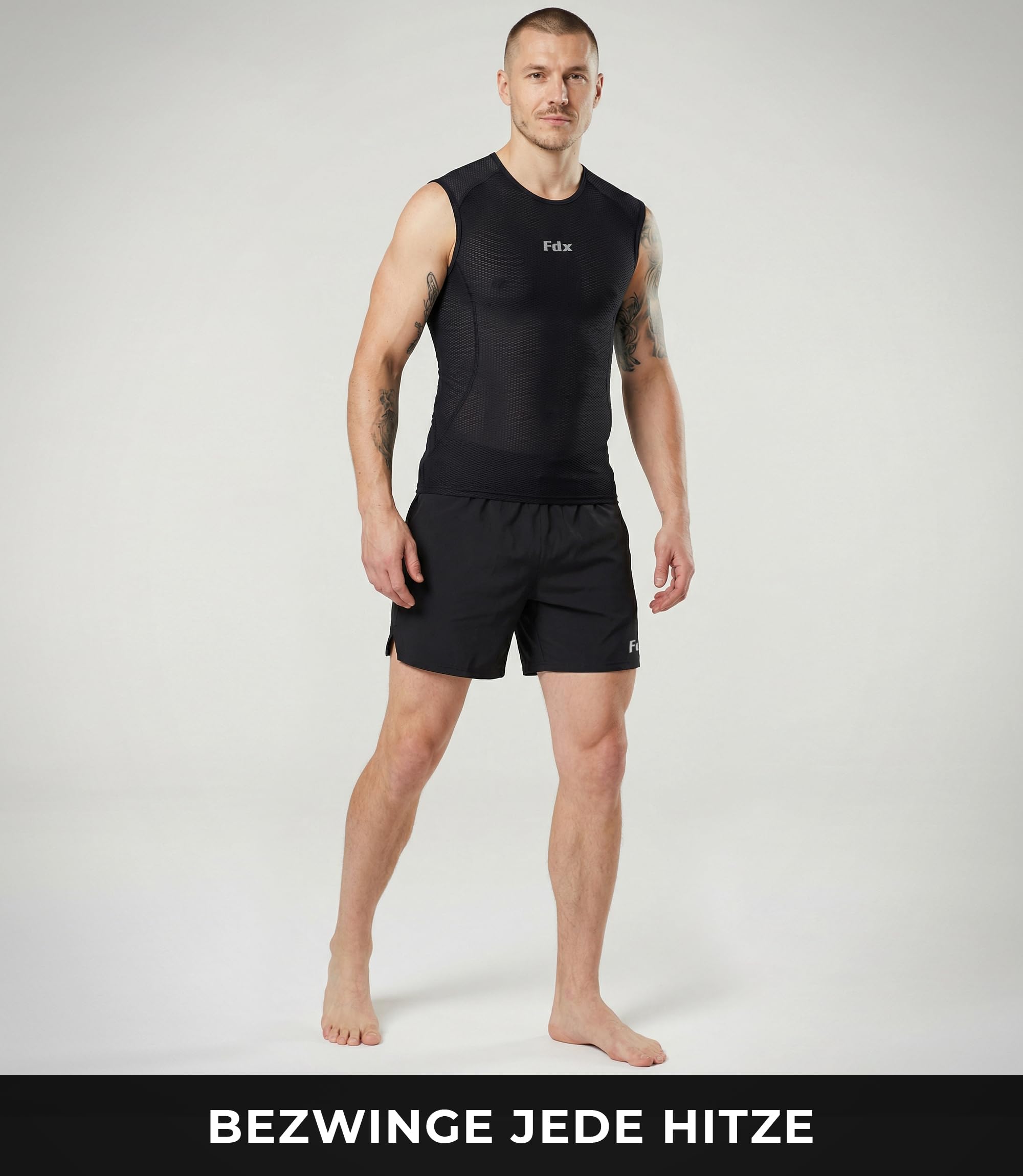 FDX Mesh Baselayer Herren Fahrrad - Ärmellos Rennrad Unterhemd Herren, Fahrrad Unterhemd aus ultraleichtem atmungsaktivem Mesh, schnelltrocknend, Unisex Radtrikot für Radfahren, Fitness