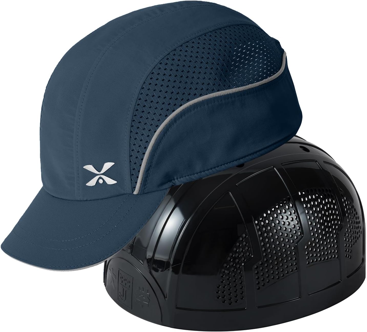 TIHEEN Unisex Safety Bump Cap, Baseball Hat Style with Reflective Stripes Lightweight and Breathable Hard Hat Head Protection Cap