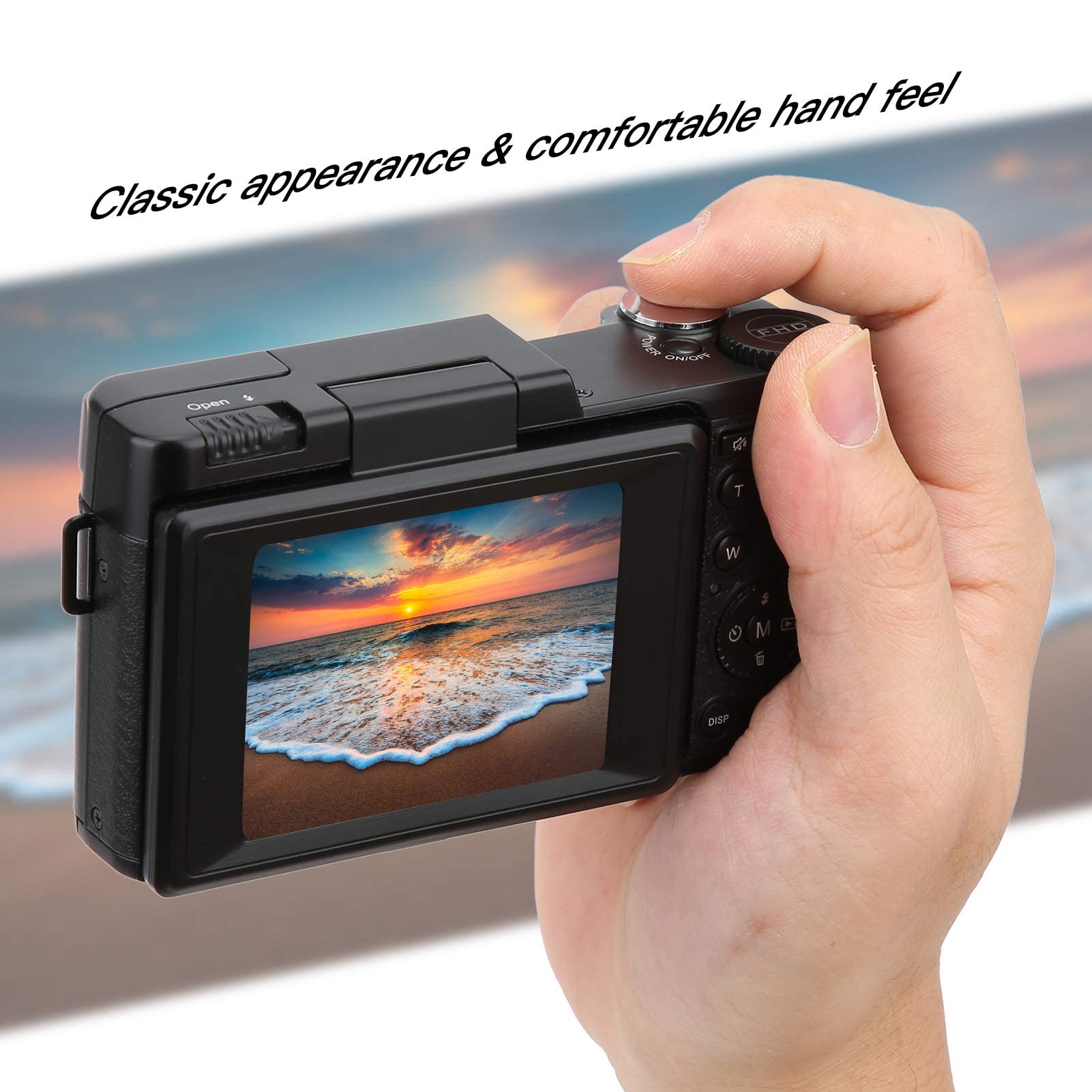 Fotocamera Digitale, Schermo LCD Flip 180° da 3 Pollici, Videocamera Full HD 2,7K 48MP per Vlog, Batteria Integrata 800mAh per Bambini