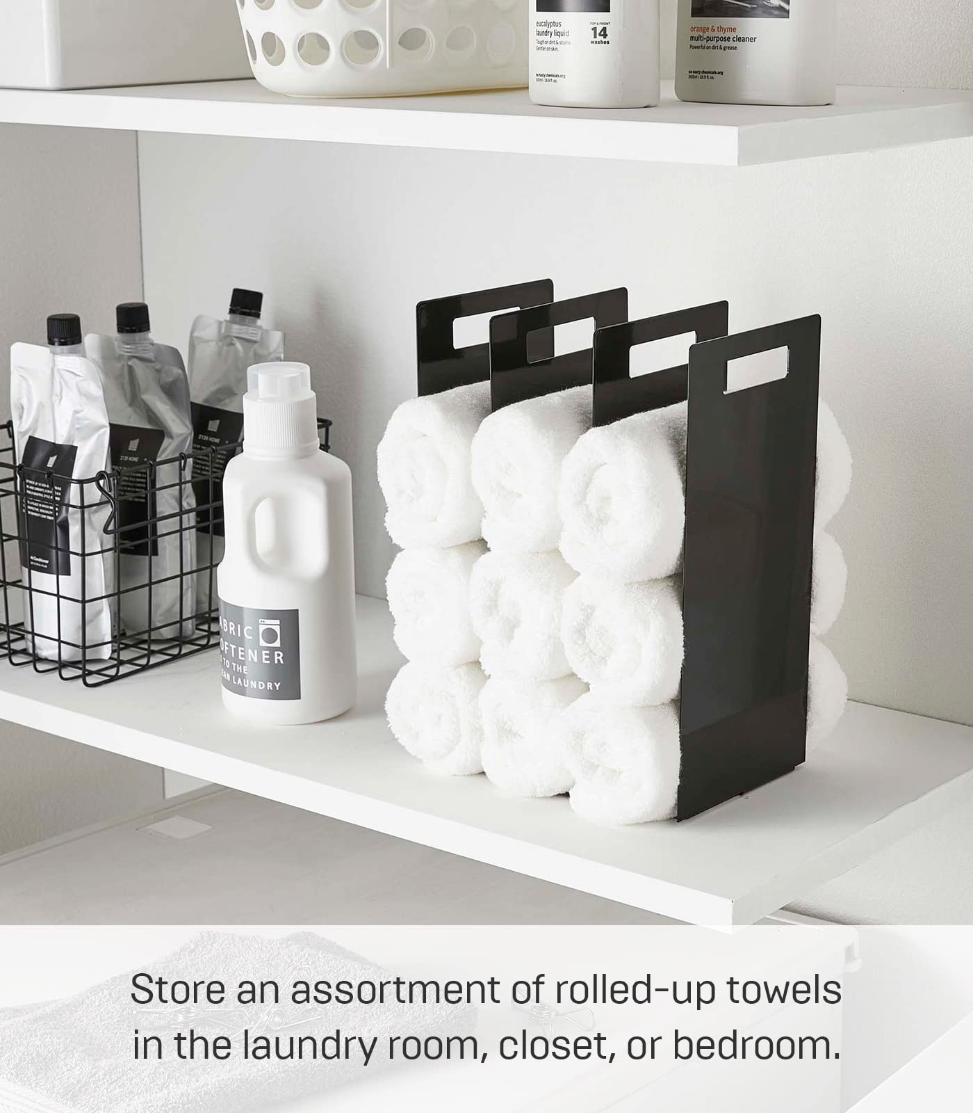Yamazaki Home Tower Black Interlocking Towel Organizer (Set of 2) - Image 3