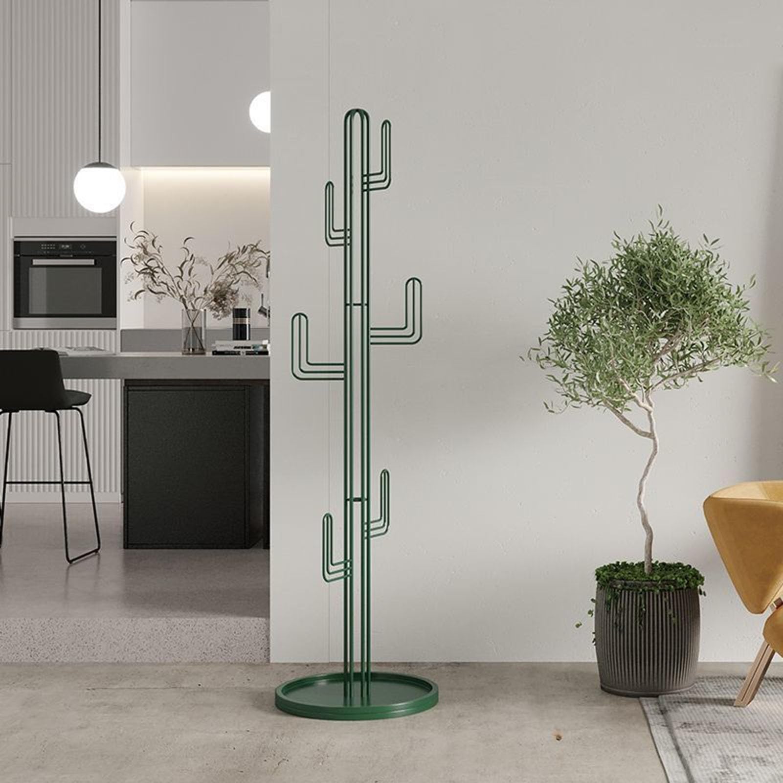 HYO&ZOY Portemanteau à vêtements, portemanteau, Cintre à Chapeaux, avec Base Ronde Stable, en Forme de Cactus, for vêtements, Chapeaux, Sacs, for entrée, Couloir, Chambre à Coucher, en métal(Green)
