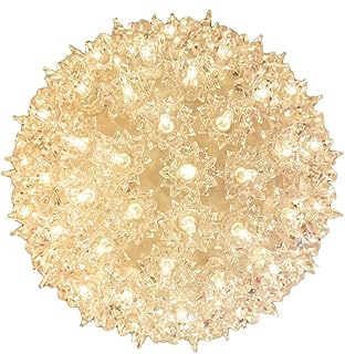 Novelty Lights 10in 150 Light Twinkling Starlight Sphere, Clear, Extra Large Ornament Ball Light, 5ft Hanging Cord with S Hook, 12ft Power Cord with Stackable Plug, Commercial Grade