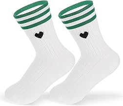 1 Pair White Socks Women's 36-43, Cotton White Retro Tennis Socks with Hearts, Hearts, Breathable Cotton Socks Girls, Teenagers
