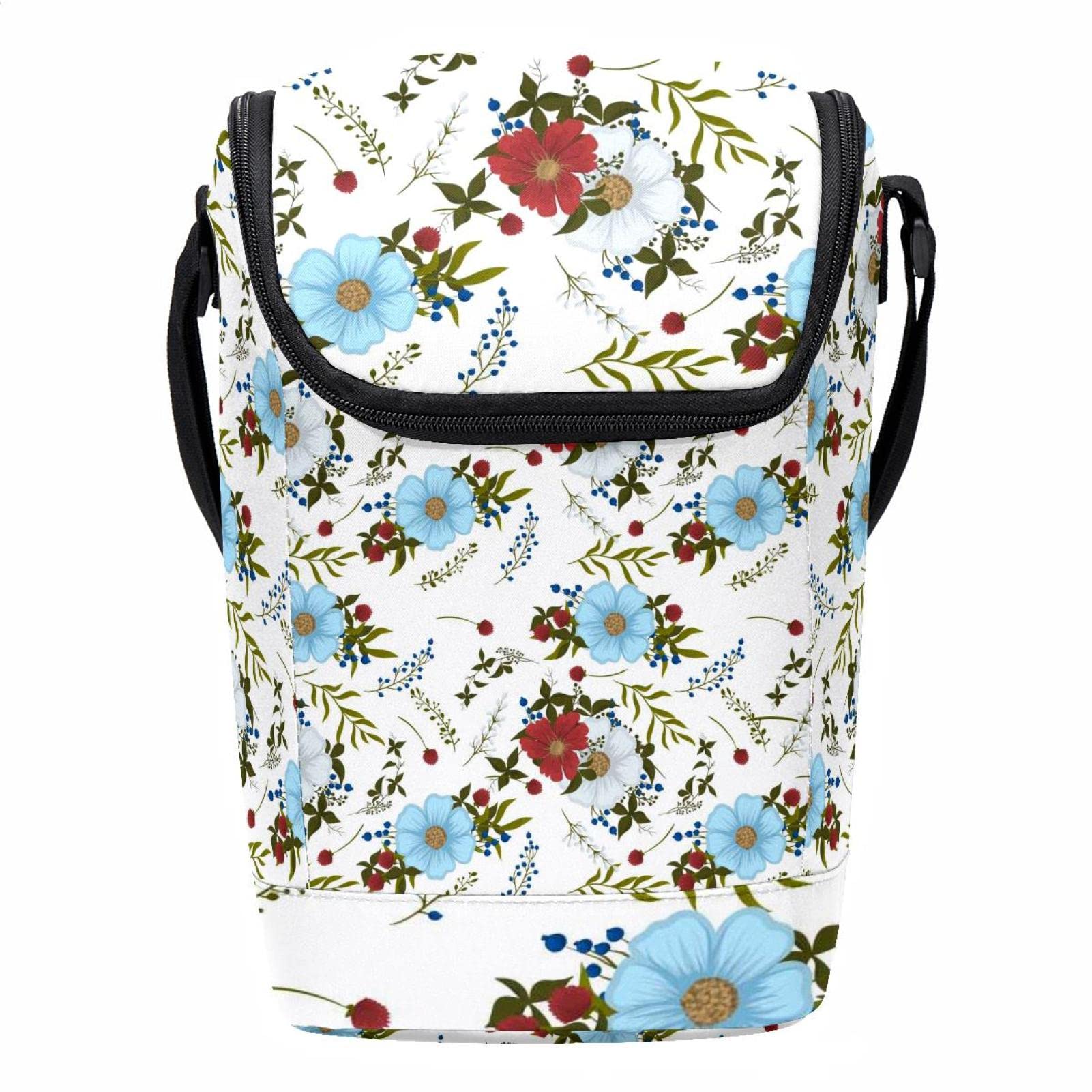 Bolsa de almuerzo aislante con estampado floral y asa superior cómoda