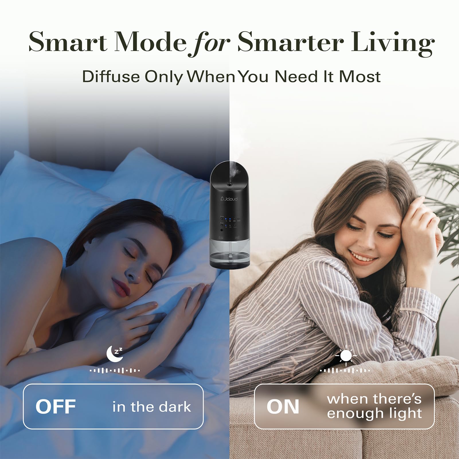 JCLOUD Diffusore Plug in per oli essenziali, diffusore di profumo senz'acqua fino a 500 mq. per casa, ufficio, spa, diffusore portatile da parete intelligente 160 ml, nero