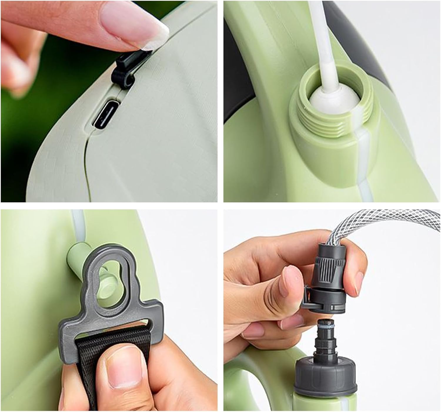 Battery Powered Sprayer, 5L USB Rechargeable PE ABS Electric Water Spray Fertilizer Tank with 42.5cm Pole, 150cm Hose for Lawn, Garden, Farm, Backyard, Car Cleaning