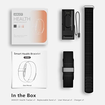 IAMJOY Smart Health Wristband, Wearable Activity & Fitness Tracker for Multi-Sport Mode, All-Day Automatic Continuous Monitoring of Health Data, Improve Sleep, Stress & Wellness, with Free App, Black
