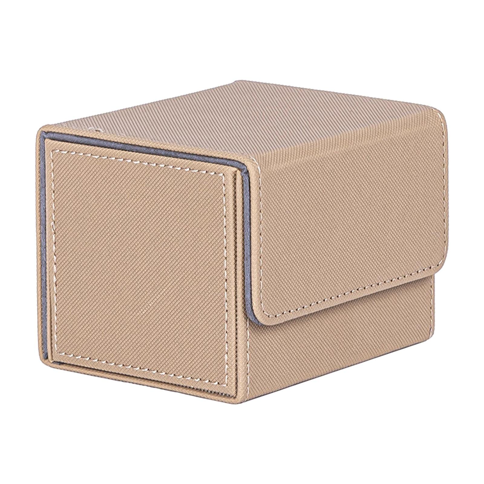WOVEBIUS Card Deck Case Organizer Storage Box for Cards Poker Cards Sport Card Beige,105x90x80mm