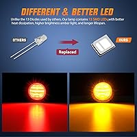 Vista 3 de Nilight juego de 8 luces LED de 2.5 pulgadas redondas, luces de gálibo de 13 LED, color rojo y ámbar, montaje empotrado con tapón, ojal y coleta
