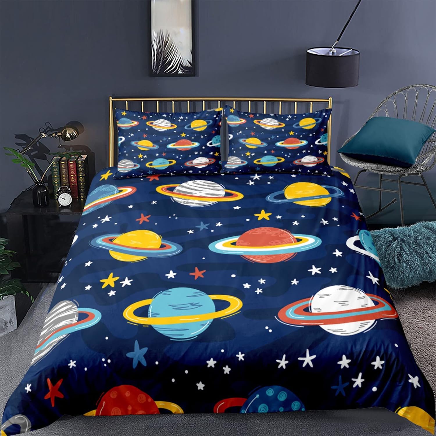 Housse de Couette Adulte PlanèTe des Couleurs avec Taie 65x65