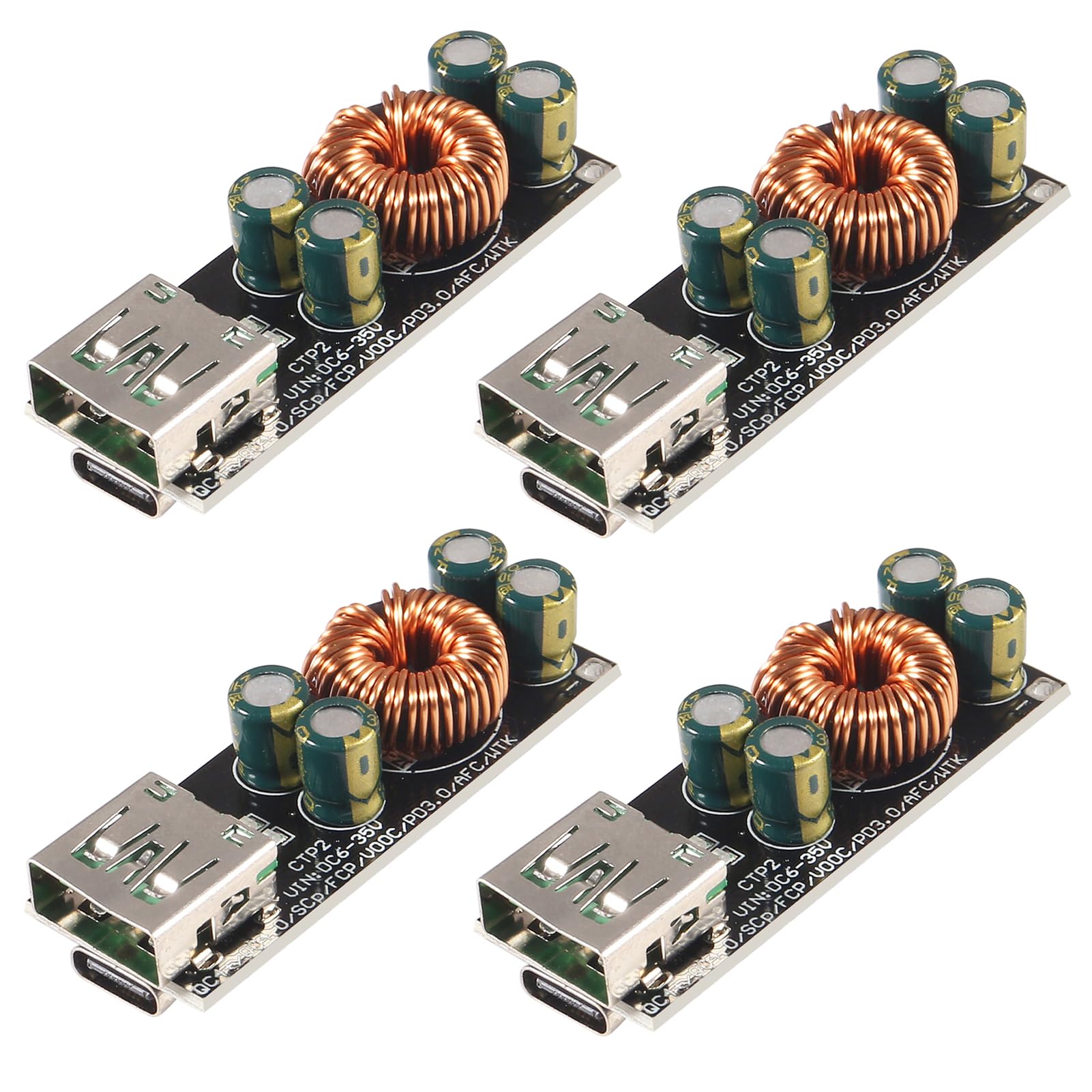 ACEIRMC 60 W 6-35 V DC na USB typu C PD 3.0 QC4 typ A QC3.0 DC szybkie ładowanie 12 V 24 V moduł zasilania Step-Down USB typu C adapter do szybkiego ładowania do telefonu komórkowego (4 szt.)